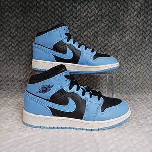 Nike Air Jordan 1 Mid GS Youth Basketball Shoes University Blue Black Size 4.5Y